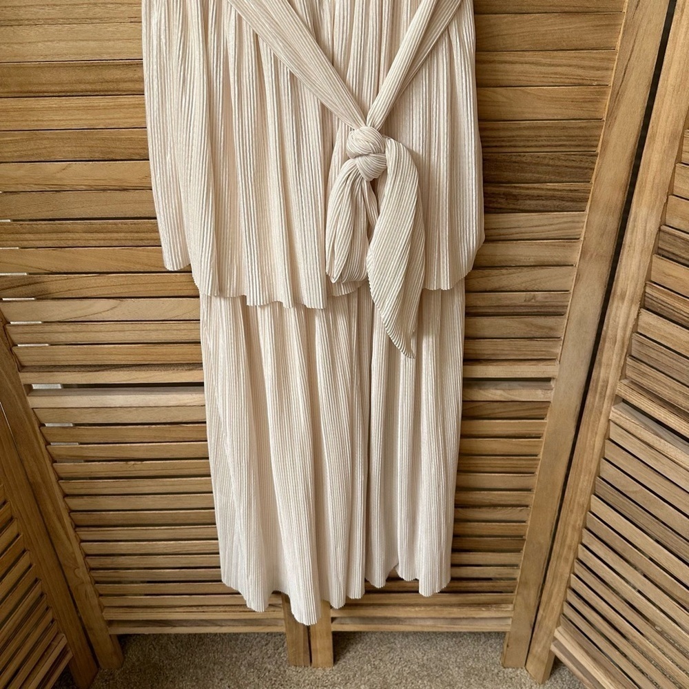 Sabina Musayev Ophelia Plisse Midi Dress in Ivory Size XS - Picture 7 of 9